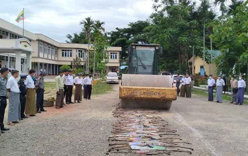 တမူးမြို့တွင် ဖမ်းဆီးထားသည့် ဆူညံဆိုင်ကယ်အိတ်ဇောများ ဖျက်ဆီး