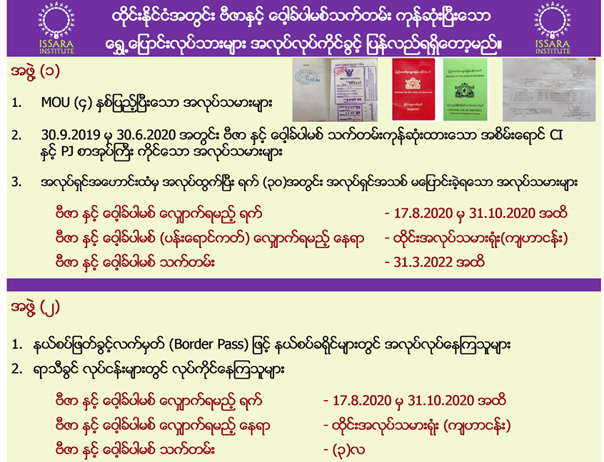 ထိုင်းတွင် အလုပ်လုပ်ခွင့်သက်တမ်းကုန် ရွှေ့ပြောင်းလုပ်သားများကို ၂ နှစ်ဆက်လုပ်ခွင့်ပြုမည် 