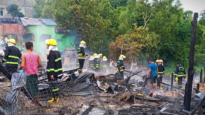 ငွေဆောင်မြို့ သလပ်ခွာစျေးမီးလောင်မှုကြောင့် ဆိုင်ခန်း ၁၀ ခန်း ဆုံးရှုံး