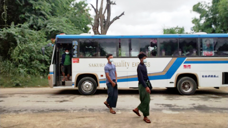 မကွေးတိုင်း၌ တိုင်းကျော်ပြေးဆွဲနေသည့် ခရီးသည်တင်ယာဉ်များ ယာယီရပ်နား
