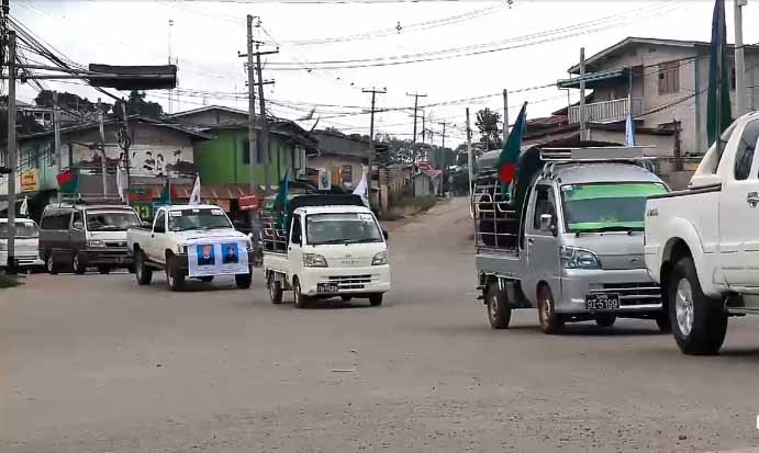 တောင်ကြီးမြို့ပေါ်၌ PNO ပါတီက ဆိုင်ကယ်၊ ကားများဖြင့် မြို့ပတ်ပြီး မဲဆွယ်