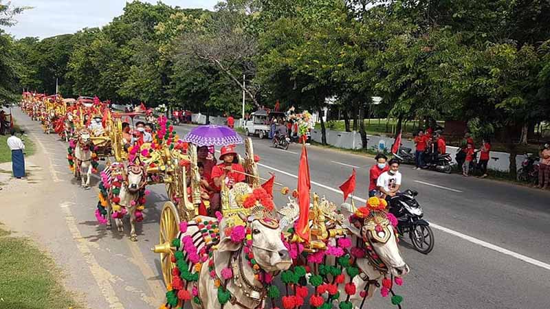 စစ်ကိုင်းတွင် အန်အယ်လ်ဒီပါတီ ဝန်းရံသူများ အင်အားပြလှည့်လည်မဲဆွယ်