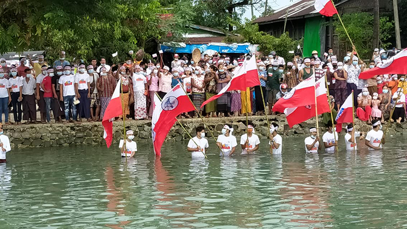 ကျောက်ဖြူတွင် ရခိုင်အမျိုးသားပါတီ အောင်နိုင်ရေး မဲဆွယ်စည်းရုံး၊ ဒေသခံထောင်ချီ ဝန်းရံ
