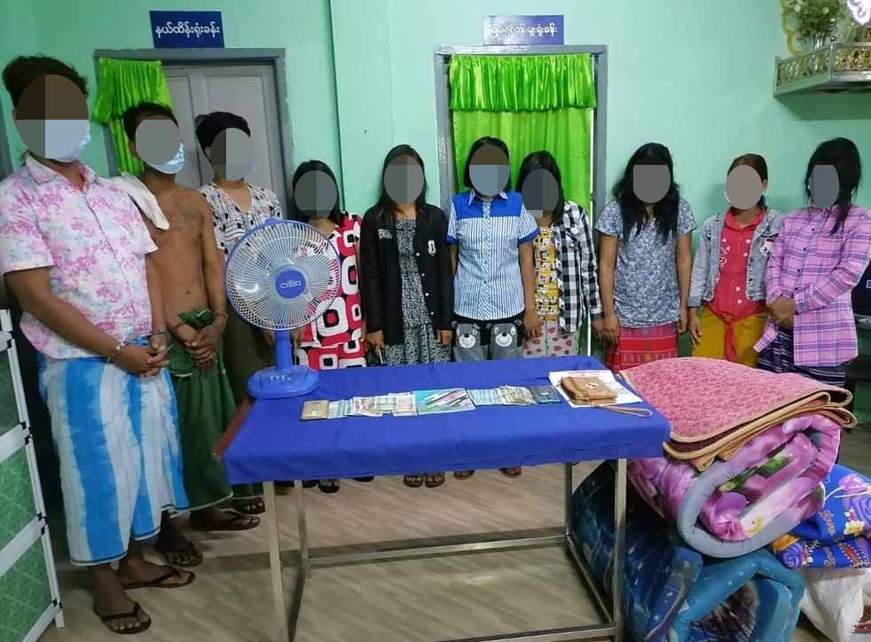 ပုသိမ်တွင် ပြည့်တန်ဆာလုပ်ငန်းလုပ်ကိုင်နေသူများကို ရဲတပ်ဖွဲ့က ဝင်ရောက်ဖမ်းဆီး