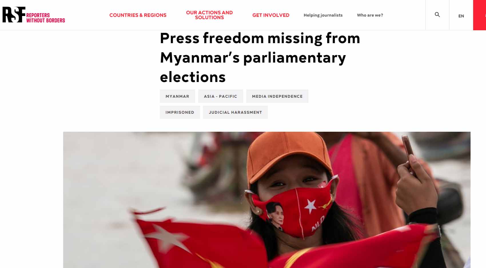 မြန်မာ့ရွေးကောက်ပွဲ သတင်းလွတ်လပ်ခွင့်ပျောက်ဆုံးနေဟု RSF အဖွဲ့ဝေဖန် 