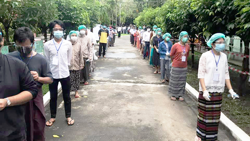 ပန်းဘဲတန်း အမှတ် ၅ ရပ်ကွက် မဲရုံ ၁ နှင့် မဲရုံ ၂ (ဓာတ်ပုံ)