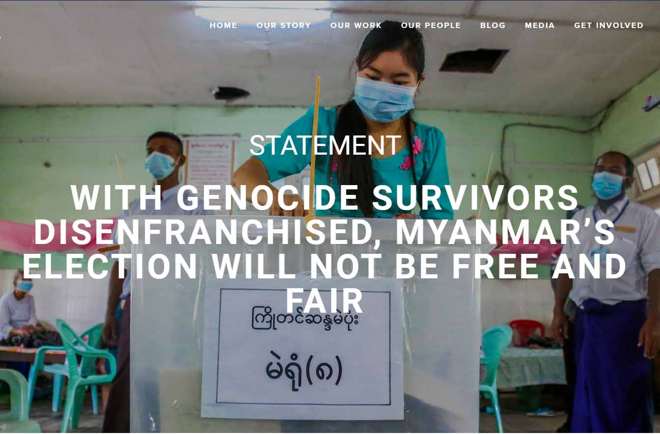 မြန်မာ့ရွေးကောက်ပွဲ လွတ်လပ်တရားမျှတမည်မဟုတ်ဟု အပြည်ပြည်ဆိုင်ရာဒုက္ခသည်များအဖွဲ့ ဝေဖန်