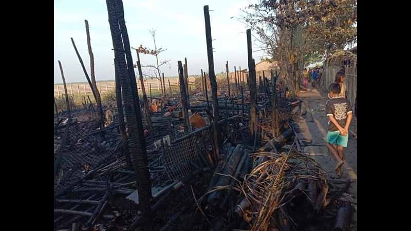 ဖျာပုံမြို့နယ်၊ ခါးပြတ်ကျေးရွာတွင်  လူနေအိမ် ၆ လုံး မီးလောင်ဆုံးရှုံး 