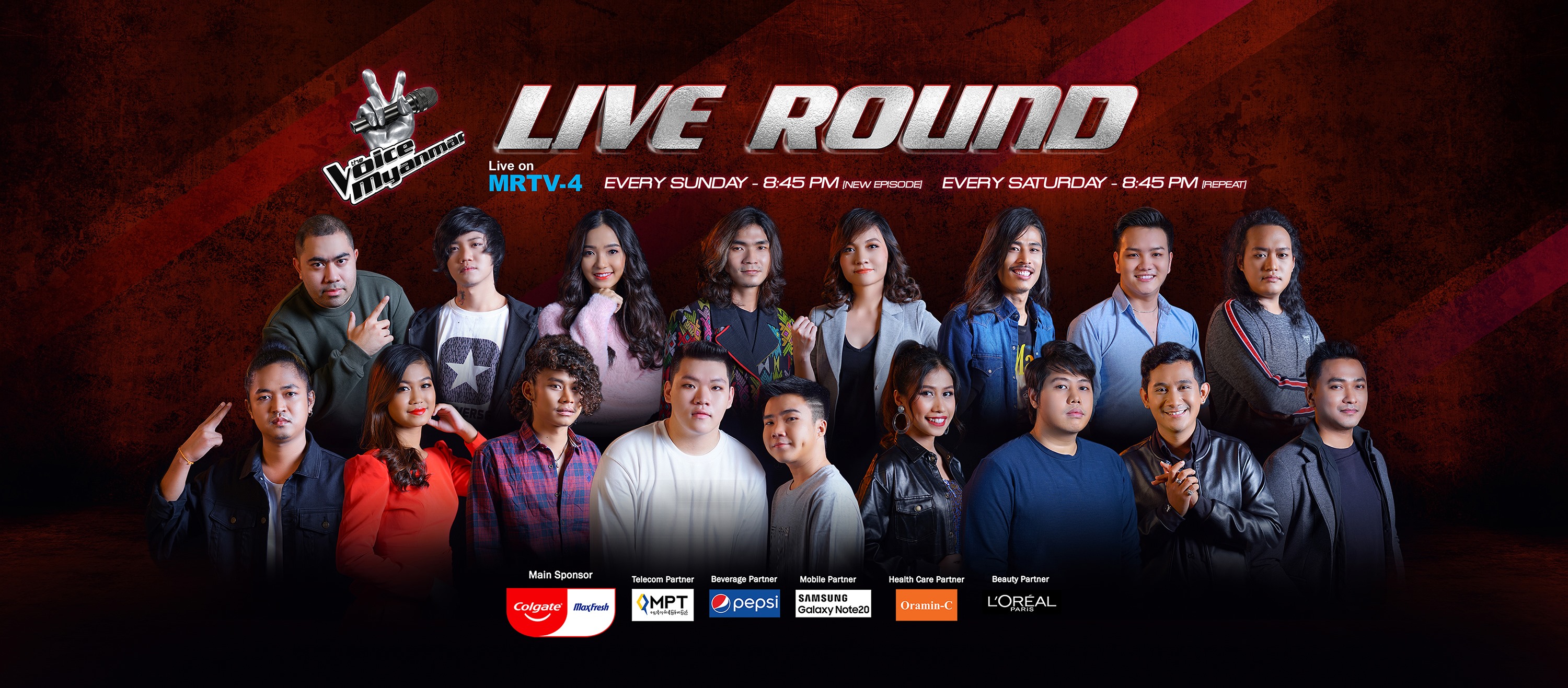 The Voice Myanmar သီချင်းဆိုပြိုင်ပွဲ LiveShow အဆင့် ပြိုင်ပွဲဝင် ၁၆ ဦးထွက်ပေါ်