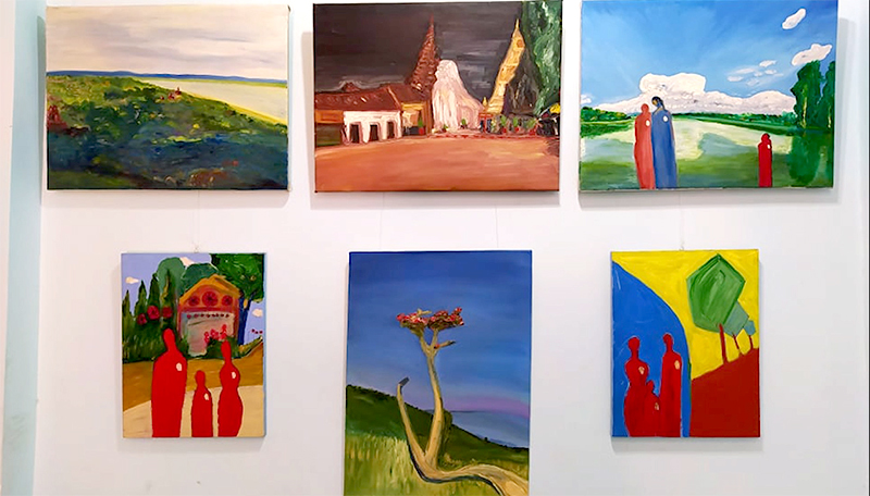ပန်းချီဆရာ ၉ ဦး စုပေါင်းကျင်းပသည့် Stay Home II ပန်းချီပြပွဲ ညောင်ဦးမြို့တွင် ပြသ