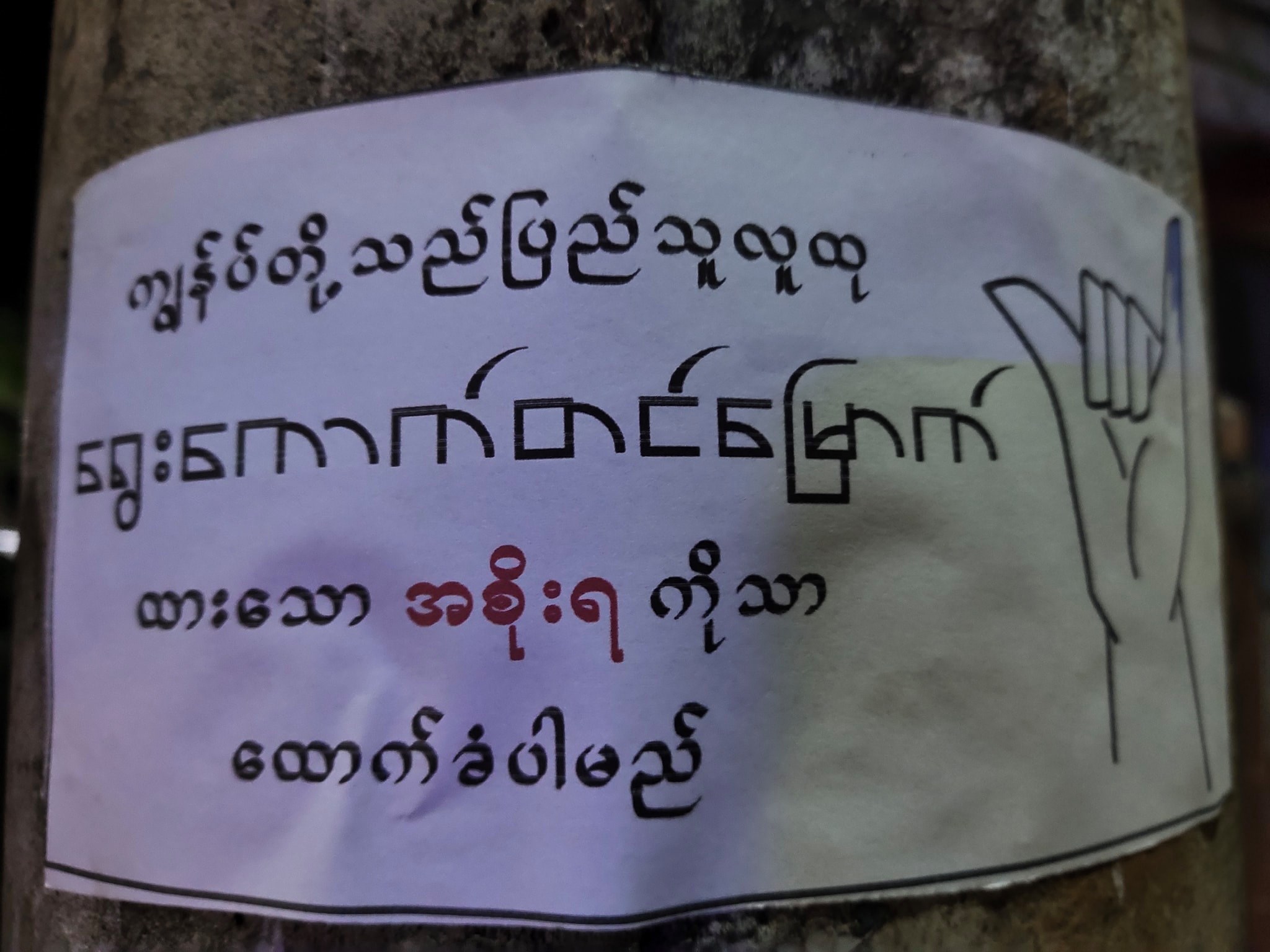 ပြည်သူရွေးထားသည့် အစိုးရကိုသာ ထောက်ခံကြောင်း ပုသိမ်တွင် စတေကာကမ်ပိန်းပြုလုပ်