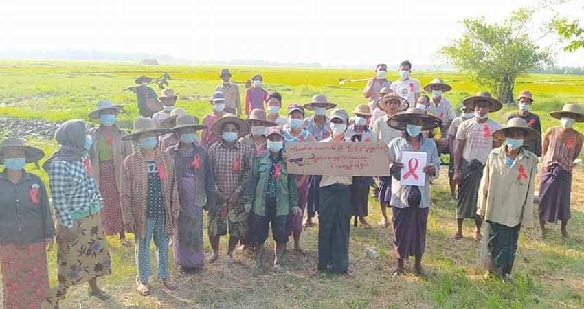 အာဏာသိမ်းမှုကို မော်ကျွန်းမြို့နယ် လယ်သမားများ ဆန္ဒပြ