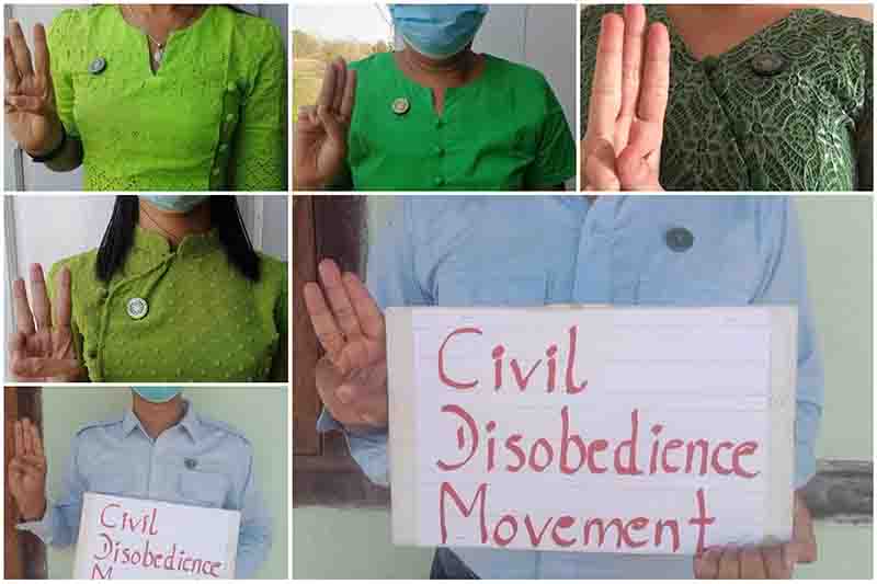 စစ်အာဏာရှင်ဆန့်ကျင်ရေး ပြည်သူနှင့်တသားတည်းရှိကြောင်း စီးပွားကူးသန်းဝန်ထမ်းများ ဆန္ဒဖော်ထုတ်