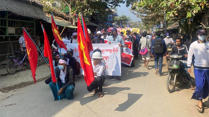 သံတွဲမြို့တွင် ၇ ရက်မြောက် ဆန္ဒပြပွဲ ဆက်လုပ်
