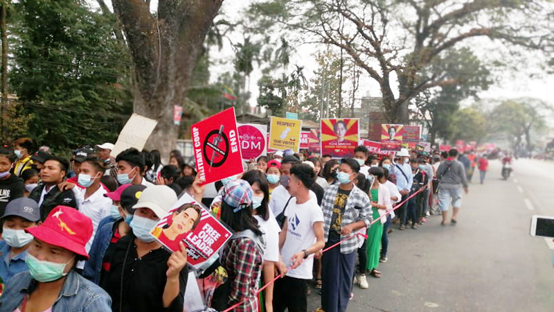 ကလေးမြို့ ဆန္ဒပြပွဲ ချင်းတိုင်းရင်းသားများ ရိုးရာဝတ်စုံများဖြင့် ပါဝင်ဆင်နွှဲ