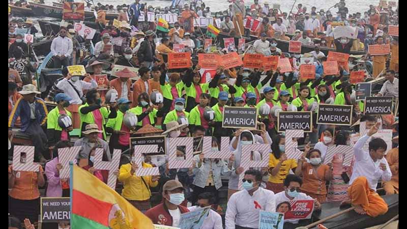 အင်းလေးရေပေါ်သပိတ်တွင် စက်လှေအစီး ၅၀၀ ခန့်နှင့် လူအင်အား ၁ သောင်းကျော် ပါဝင်