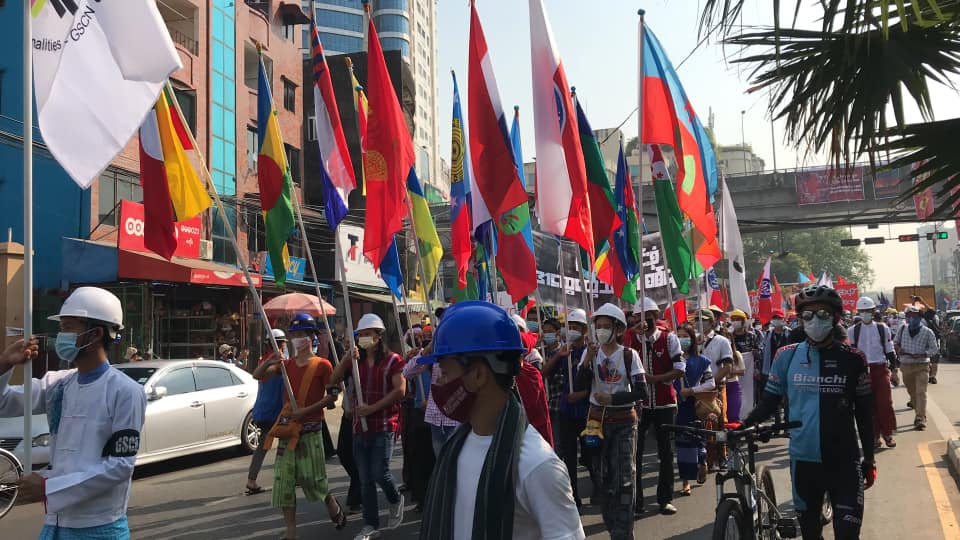 စစ်အာဏာရှင်ဆန့်ကျင်ရေး လူမျိုးပေါင်းစုံ အထွေထွေသပိတ်စစ်ကြောင်း (ဓာတ်ပုံ)
