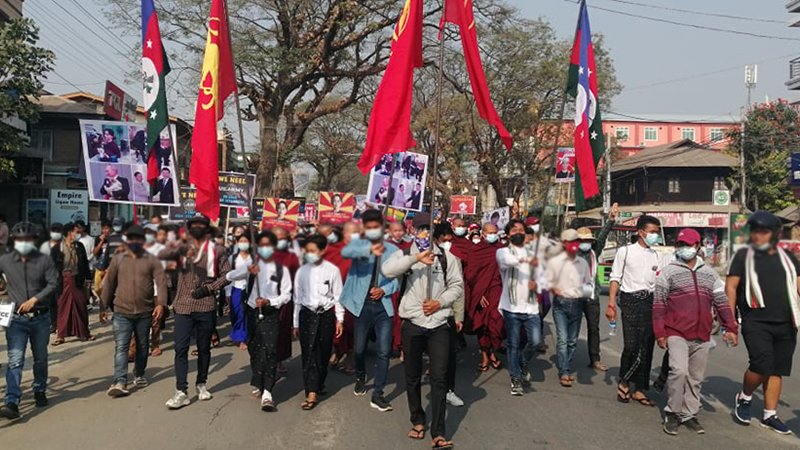 စစ်အာဏာရှင် ဆန့်ကျင်ရေး ကလေးမြို့ အထွေထွေသပိတ် မြင်ကွင်း