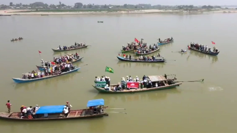 စစ်အာဏာရှင်ဆန့်ကျင်ရေး ရွှေကူမြို့တွင် ပထမဆုံး ရေပေါ်သပိတ်ဆင်နွှဲ