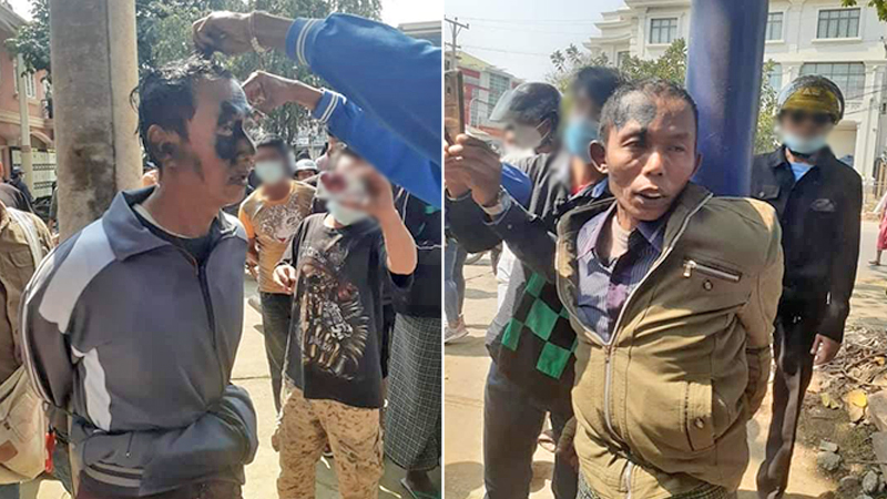 ပြင်ဦးလွင်၌ ရဲသတင်းပေး ၂ ဦးကို ပြည်သူက ဖမ်းဆီးပြီး ကတုံးရိတ်၊ ဆေးမင်ကြောင်ထိုးပေး