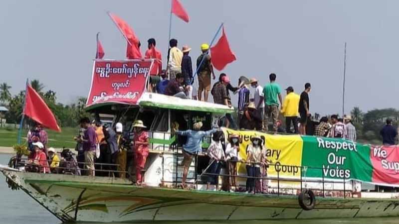 ဟုမ္မလင်းမြို့တွင် ပထမဆုံးအကြိမ် ရေကြောင်းသပိတ် စတင်