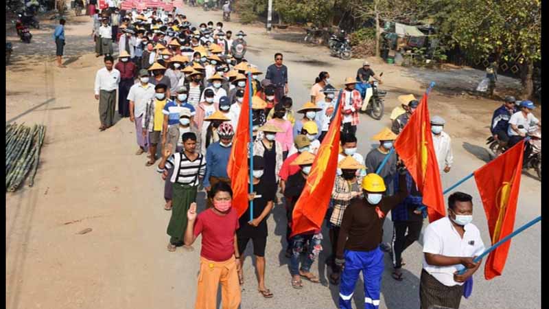 ဝက်လက်မြို့တွင် ၄၀ ရက်မြောက် စစ်အာဏာဆန်ကျင်ရေး ဆက်လက်ဆန္ဒပြ