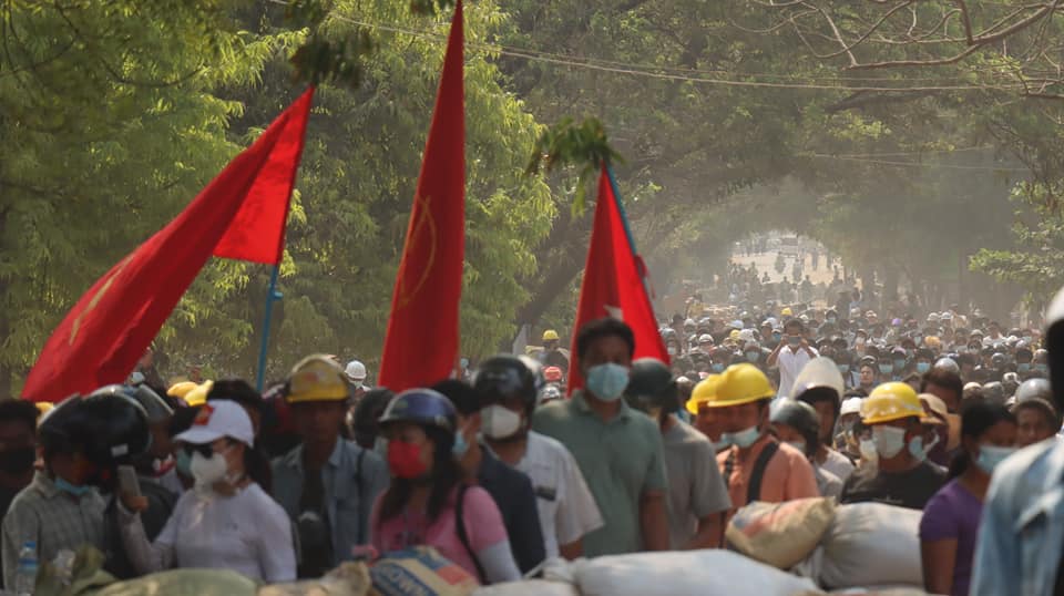 မုံရွာမြို့က စစ်အာဏာရှင်ဆန့်ကျင်ရေးလူထုလှုပ်ရှားမှု ပြောက်ကျားစနစ်ဖြင့် ပြုလုပ်