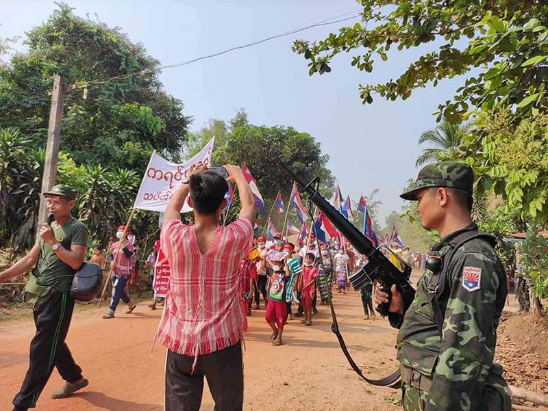 ရေးမြို့နယ်က ကရင်လူငယ် သပိတ်စစ်ကြောင်းကို KNU လုံခြုံရေးယူပေး