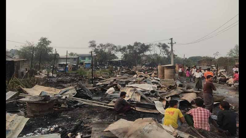 မန္တလေး၊ ပြည်ကြီးတံခွန်တွင်  အိမ်ခြေ ၅၀ ကျော်မီးလောင်