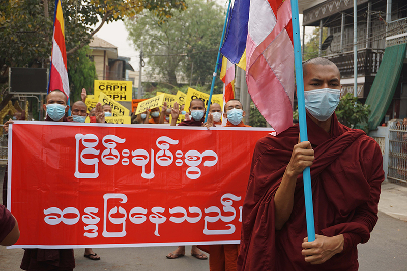 မန္တလေးမြို့က မတ် ၂၉ ရက်နေ့ သံဃာသပိတ်စစ်ကြောင်း