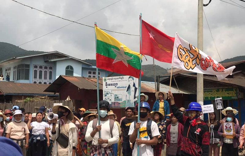 မိုးကုတ်မြို့၌ ပြောက်ကျားသပိတ်ဖြင့် စစ်အာဏာရှင်ကို ဆက်လက်ဆန့်ကျင်