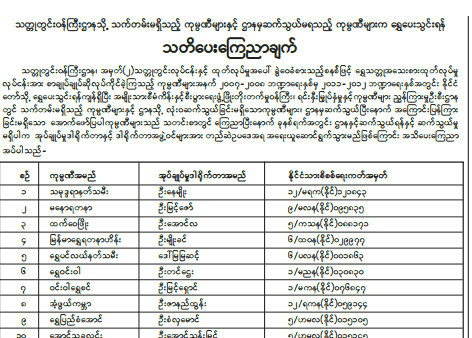 ေ႐ြွႊေပးသြင္းရန္က်န္႐ွိသည့္ ကုမၸဏီမ်ားကုိ္ သတိေပး