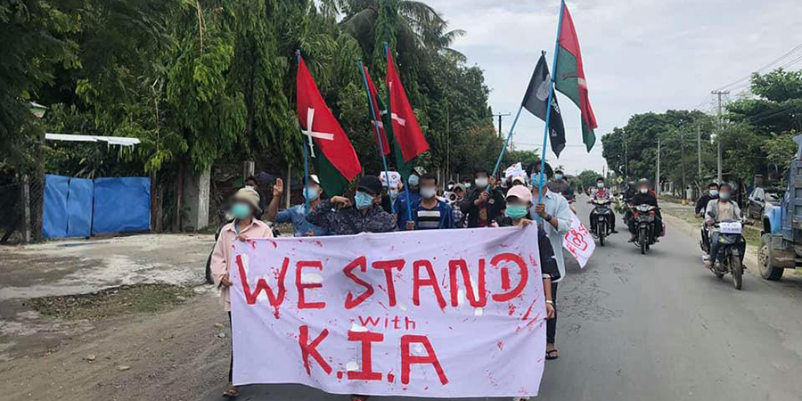 KIA ကို ထောက်ခံကြောင်းနှင့် စစ်အာဏာရှင်အလိုမရှိကြောင်း မြစ်ကြီးနားတွင် ဆန္ဒပြ