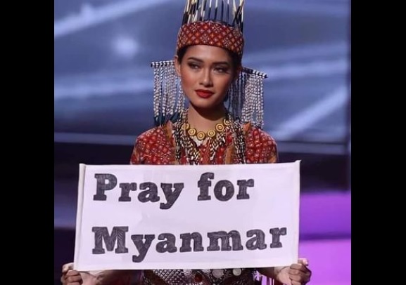 မြန်မာပြည်အတွက်ဆုတောင်းပေးကြရန် မြန်မာအလှမယ် ဆန္ဒထုတ်ဖော်