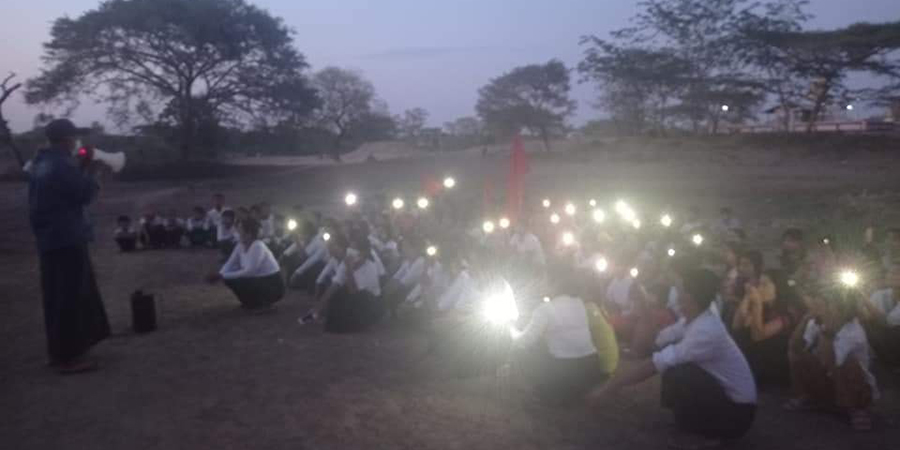 မြိုင် CDM ပညာရေးဝန်ထမ်းနှင့်ကျောင်းသားများ သပိတ်တိုက်ပွဲဆင်နွှဲ