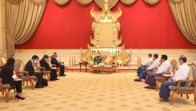 မြန်မာအကြမ်းဖက်စစ်ခေါင်းဆောင်နှင့် အာဆီယံကိုယ်စားလှယ်အဖွဲ့တွေ့ဆုံ