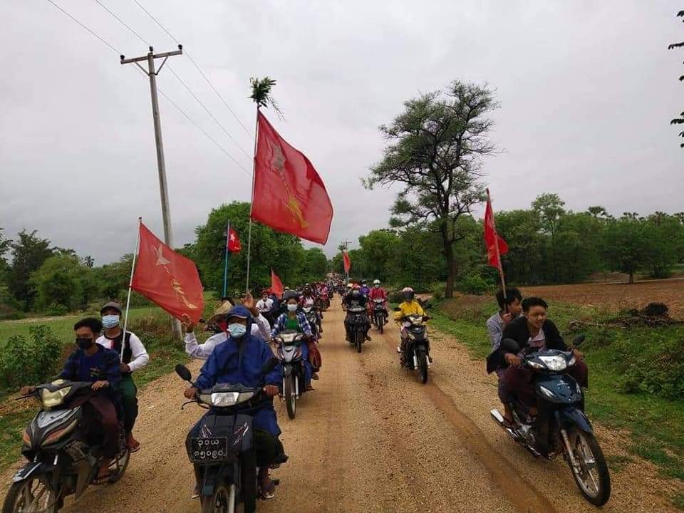 မြိုင်မြို့နယ်က စစ်အာဏာရှင်ဆန့်ကျင်ရေး  အလံမလိပ်၊ အသံမတိတ် ဆိုင်ကယ်သပိတ်