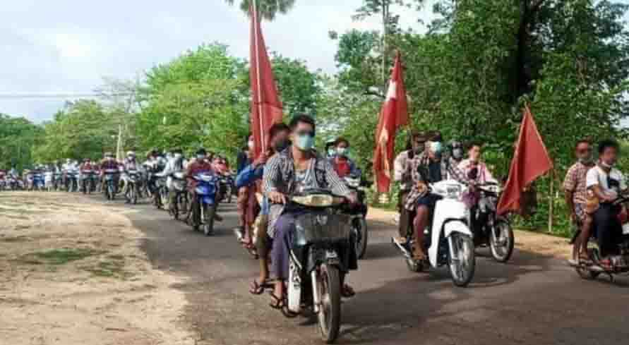 မြိုင်မြို့နယ်တွင် စစ်အာဏာရှင်ဆန့်ကျင်ရေး ဆိုင်ကယ်သပိတ်ပြုလုပ်