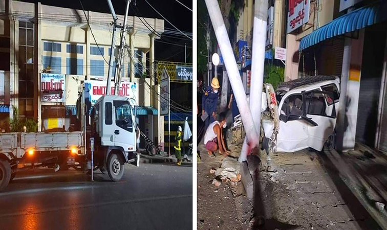 မန္တလေးမြို့ မန်းမြို့စျေးအရှေ့ပေါက် ယာဉ်တိုက်မှု ၁ ဦးသေဆုံး၊  ၁၂ ဦး ဒဏ်ရာရ