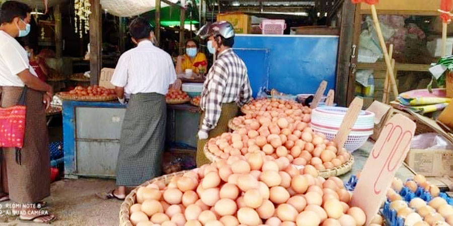 မန္တလေးတွင် ကြက်ဥနှင့် အခြေခံ စားသုံးကုန်ဈေးနှုန်းများမြင့်တက်