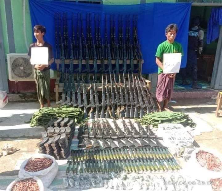 မန္တလေး-မိုးကုတ်ကားလမ်းပေါ်တွင် သေနတ်၊ ဗုံးနှင့် ကျည်ဆန်များ ဖမ်းဆီးရမိ