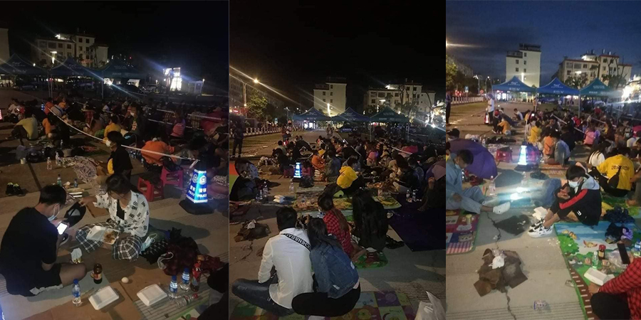 ရွှေလီမြို့ရောက် ရွှေ့ပြောင်းမြန်မာလုပ်သားများ နေရပ်ပြန်ရန် ပန်းခြံတွင်စောင့်အိပ်နေရ
