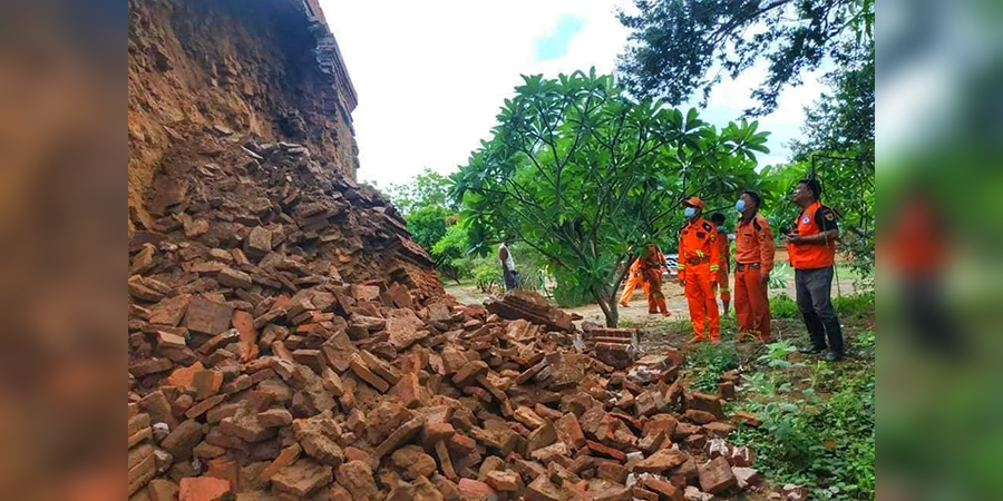 ပုဂံရှေးဟောင်းဒေသရှိ သံပျင်စွာဘုရားတောင်ဘက် နံရံ ပြိုကျ