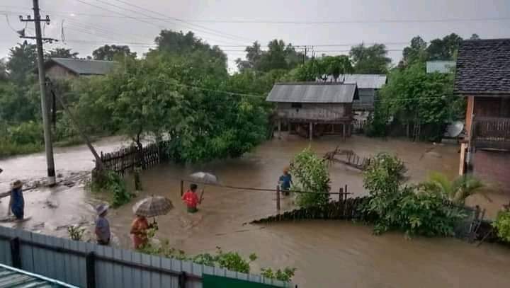 ဂန့်ဂေါမြို့နယ် ကျေးရွာတချို့တွင် ရေကြီးရေလျှံ၊ အိမ်ထောင်စု ၁၀၀ ခန့် ဘေးလွတ်ရာရွှေ့