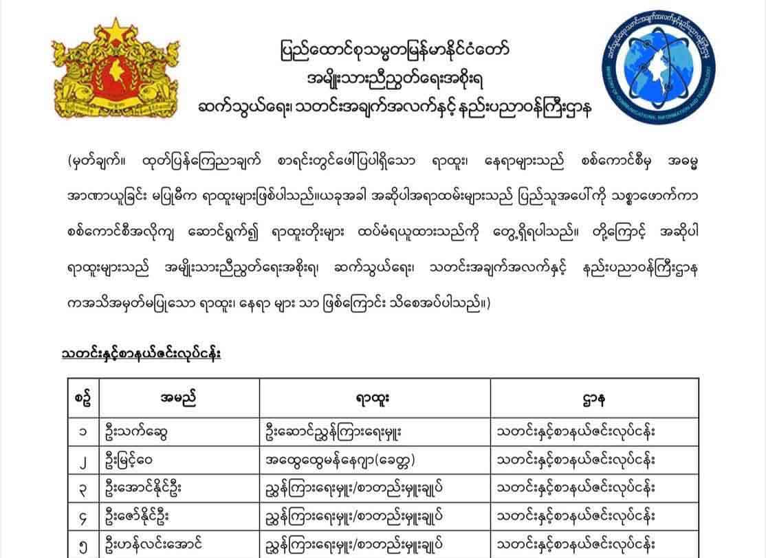 စစ်ကောင်စီဩဇာခံ သတင်းနှင့်စာနယ်ဇင်းလုပ်ငန်းမှ အယောက် ၈၀ ကို နိုင်ငံ့သစ္စာဖောက်စာရင်း သွင်း