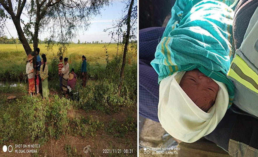 ခရီးသွားကိုယ်ဝန်ဆောင် အမျိုးသမီးတစ်ဦး ရေဦး-ဒီပဲယင်း ‌လမ်းခုလတ်​ချုံကြား မီးဖွား