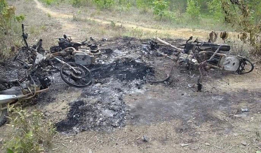 မြိုင်မြို့နယ်၊ ကြောင်ကန်ကျေးရွာက ဆိုင်ကယ်များ မီးရှို့ဖျက်ဆီးခံရ