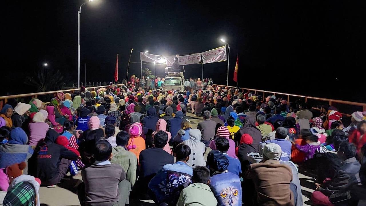 အင်အားထောင်ချီပါဝင်သည့်လူထုသပိတ် ယင်းမာပင်ခရိုင်တွင်ပြုလုပ်