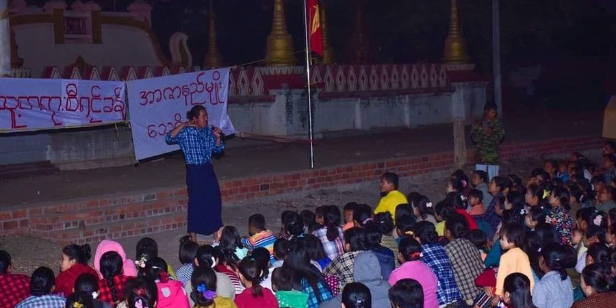 မုံရွာလူထုသပိတ်တိုက်ပွဲ ဦးဆောင်ကော်မတီရဲ့ စစ်အာဏာရှင်ဆန့်ကျင်လူထုသပိတ်(ဓာတ်ပုံ)