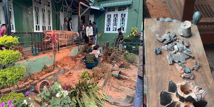 ကလေးမြို့နယ်တွင် လက်နက်ကြီးကျ ပေါက်ကွဲမှုကြောင့် နေအိမ်တစ်လုံး ပျက်စီး